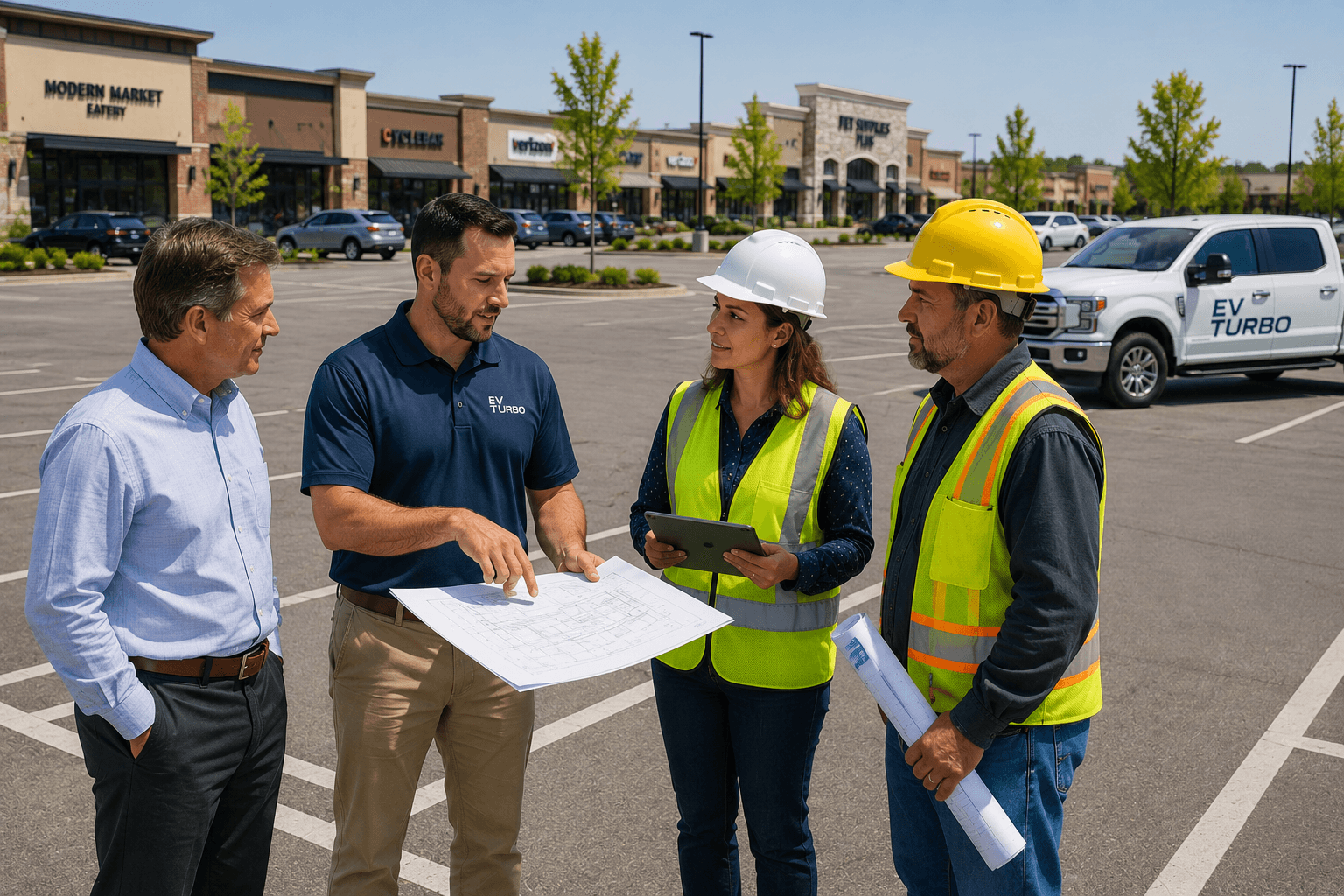 EV Turbo team coordinating with local officials during site planning